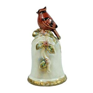 Vintage Cardinal Holiday Christmas Bell Porcelain 5.5 inch Tall Seasonal Decor